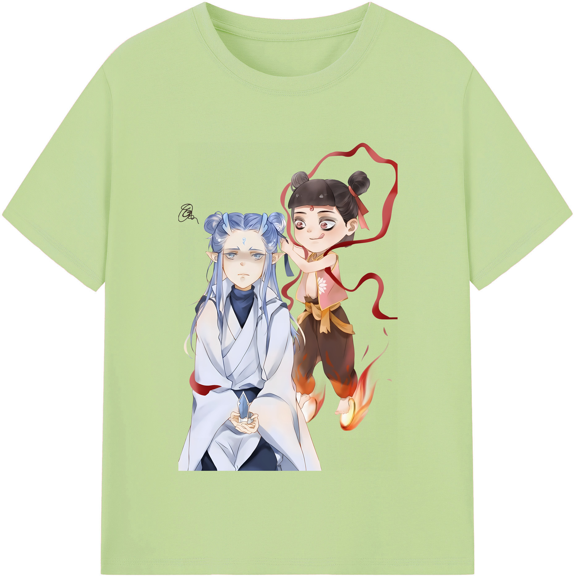 （画像用） Ne Zha 2 ナタ 魔童の大暴れ 綿100％半袖Tシャツ（フロントプリント）